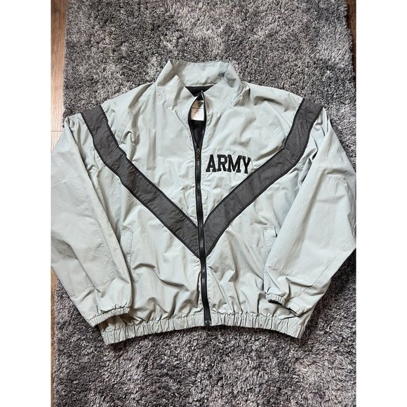 Army PT PFU Men's Uniform Jacket Gray Med/Reg Skilcraft 8415-01-465-4832 - Picture 3 of 7